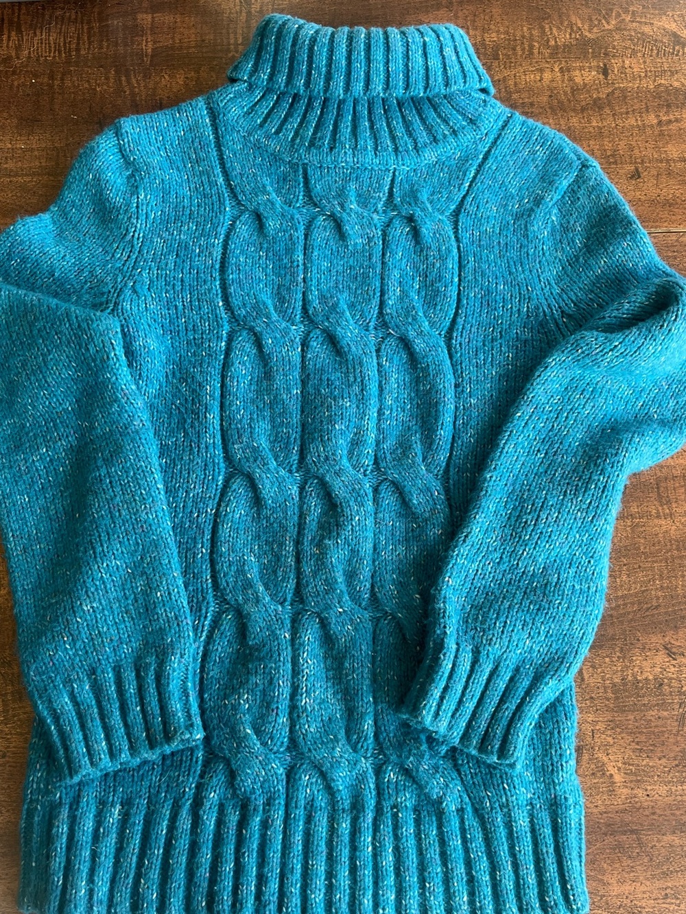 Y2K NY&Co Women’s Aqua Turquoise Cable Knit Turtleneck Sweater XS Retro Cozy